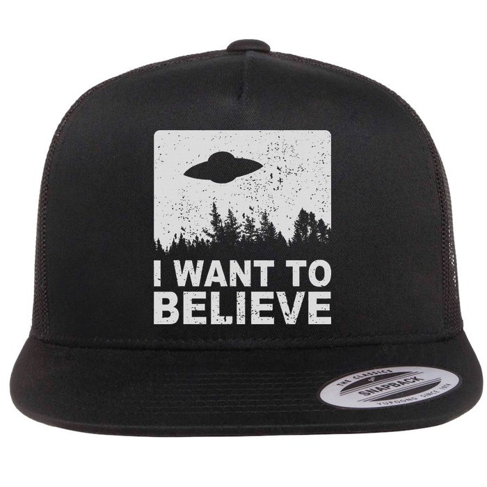 I Want To Believe I Aliens Ufo Area 51 Roswell Flat Bill Trucker Hat