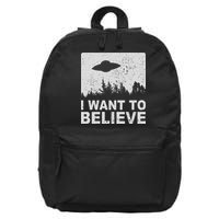 I Want To Believe I Aliens Ufo Area 51 Roswell 16 in Basic Backpack