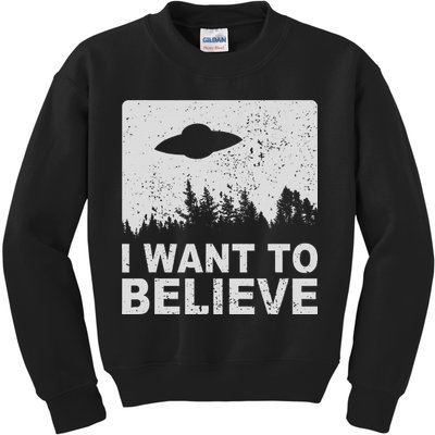 I Want To Believe I Aliens Ufo Area 51 Roswell Kids Sweatshirt
