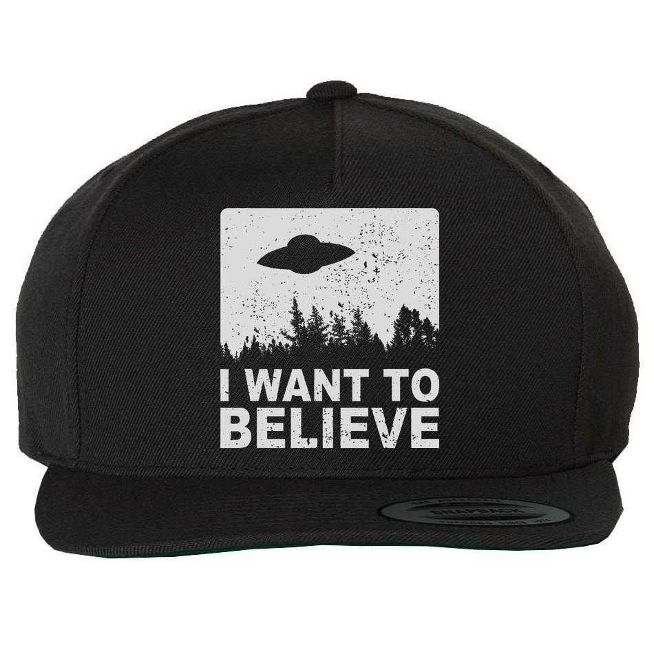 I Want To Believe I Aliens Ufo Area 51 Roswell Wool Snapback Cap