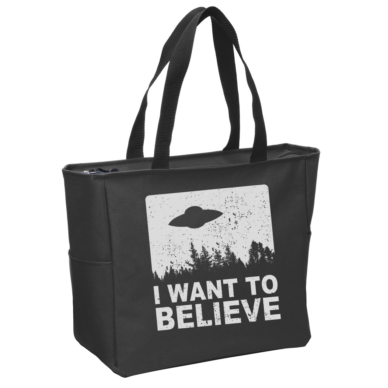 I Want To Believe I Aliens Ufo Area 51 Roswell Zip Tote Bag