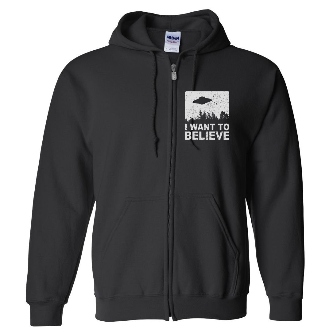 I Want To Believe I Aliens Ufo Area 51 Roswell Full Zip Hoodie