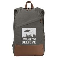 I Want To Believe I Aliens Ufo Area 51 Roswell Cotton Canvas Backpack