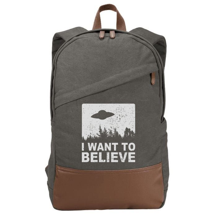 I Want To Believe I Aliens Ufo Area 51 Roswell Cotton Canvas Backpack
