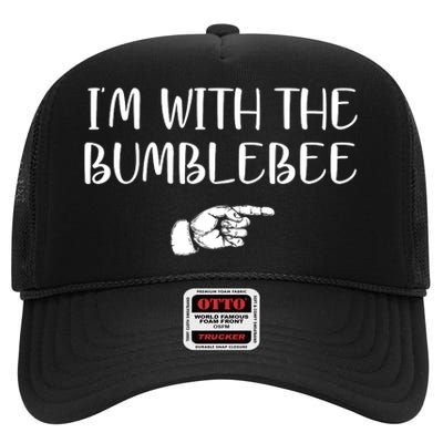 I'm With The Bumblebee High Crown Mesh Back Trucker Hat