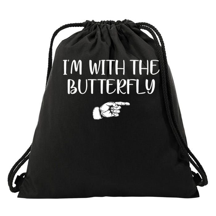 I'm With The Butterfly Drawstring Bag