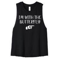 I'm With The Butterfly Women's Racerback Cropped Tank