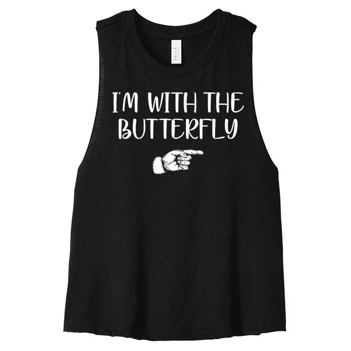 I'm With The Butterfly Women's Racerback Cropped Tank