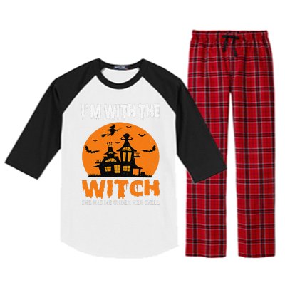 IM With The Witch She Has Me Under Her Spell Halloween Raglan Sleeve Pajama Set