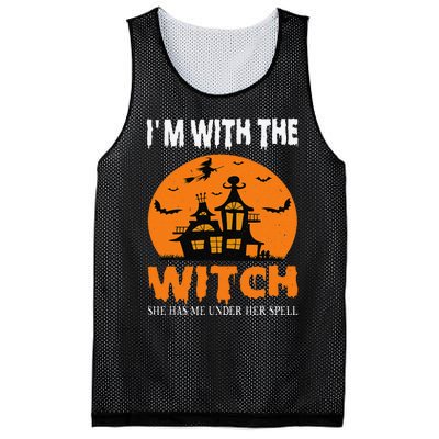 IM With The Witch She Has Me Under Her Spell Halloween Mesh Reversible Basketball Jersey Tank