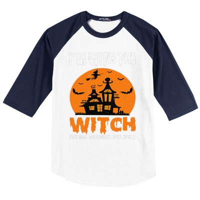 IM With The Witch She Has Me Under Her Spell Halloween Baseball Sleeve Shirt