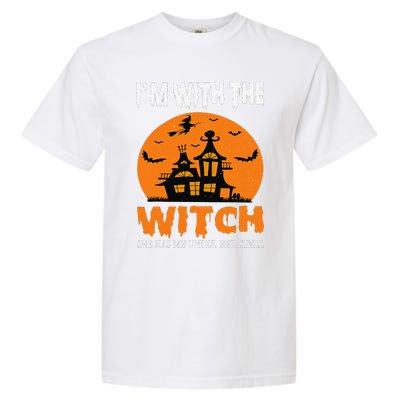 IM With The Witch She Has Me Under Her Spell Halloween Garment-Dyed Heavyweight T-Shirt