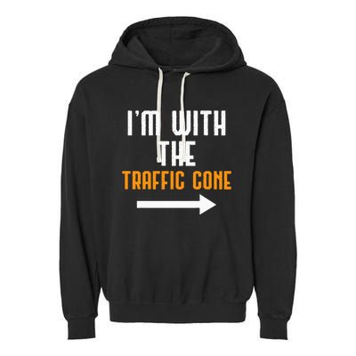 IM With The Traffic Cone Costume Funny Halloween Couple Garment-Dyed Fleece Hoodie