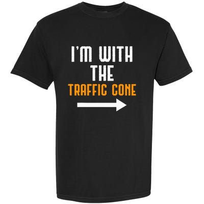 IM With The Traffic Cone Costume Funny Halloween Couple Garment-Dyed Heavyweight T-Shirt