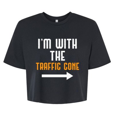 IM With The Traffic Cone Costume Funny Halloween Couple Bella+Canvas Jersey Crop Tee