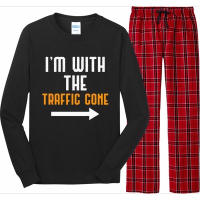 IM With The Traffic Cone Costume Funny Halloween Couple Long Sleeve Pajama Set