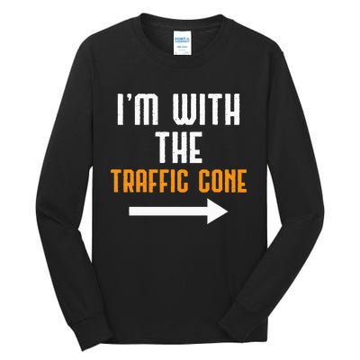 IM With The Traffic Cone Costume Funny Halloween Couple Tall Long Sleeve T-Shirt