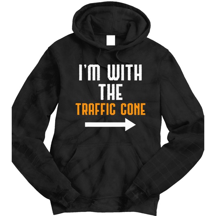 IM With The Traffic Cone Costume Funny Halloween Couple Tie Dye Hoodie