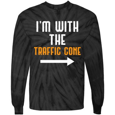 IM With The Traffic Cone Costume Funny Halloween Couple Tie-Dye Long Sleeve Shirt