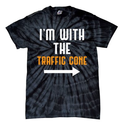 IM With The Traffic Cone Costume Funny Halloween Couple Tie-Dye T-Shirt