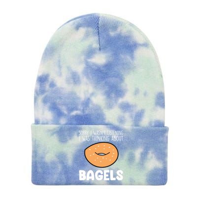 I Was Thinking About Bagels Funny Bagel Lover Baking Gift Tie Dye 12in Knit Beanie