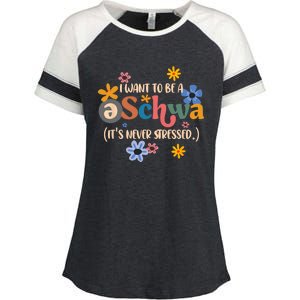 I Want To Be A Schwa Its Never Stressed Science Of Reading Enza Ladies Jersey Colorblock Tee