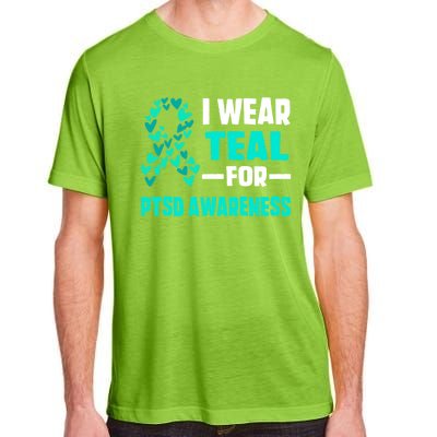 I Wear Teal For Ptsd Awareness Hearts Family Mom Gift Adult ChromaSoft Performance T-Shirt