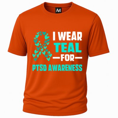 I Wear Teal For Ptsd Awareness Hearts Family Mom Gift Cooling Performance Crew T-Shirt