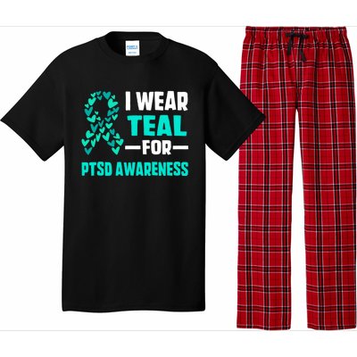 I Wear Teal For Ptsd Awareness Hearts Family Mom Gift Pajama Set