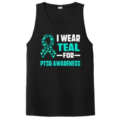 I Wear Teal For Ptsd Awareness Hearts Family Mom Gift PosiCharge Competitor Tank