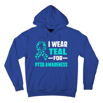 I Wear Teal For Ptsd Awareness Hearts Family Mom Gift Hoodie