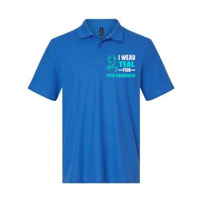 I Wear Teal For Ptsd Awareness Hearts Family Mom Gift Softstyle Adult Sport Polo