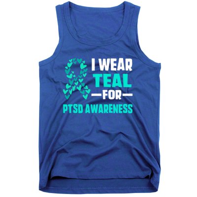 I Wear Teal For Ptsd Awareness Hearts Family Mom Gift Tank Top