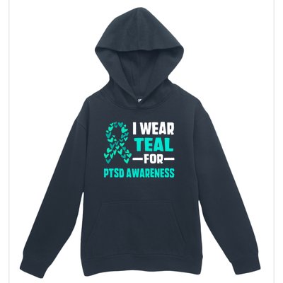 I Wear Teal For Ptsd Awareness Hearts Family Mom Gift Urban Pullover Hoodie