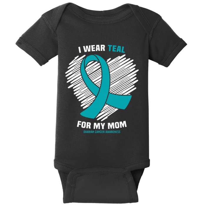 I Wear Teal For My Mom Ovarian Cancer Awareness Baby Bodysuit