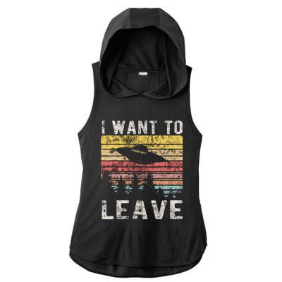 I Want To Leave Funny Retro Novelty Alien Ufo Novelty Ladies PosiCharge Tri-Blend Wicking Draft Hoodie Tank