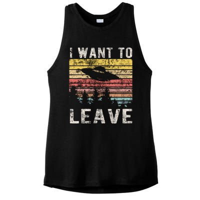 I Want To Leave Funny Retro Novelty Alien Ufo Novelty Ladies PosiCharge Tri-Blend Wicking Tank