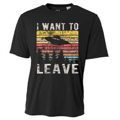 I Want To Leave Funny Retro Novelty Alien Ufo Novelty Cooling Performance Crew T-Shirt