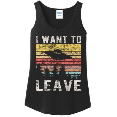 I Want To Leave Funny Retro Novelty Alien Ufo Novelty Ladies Essential Tank