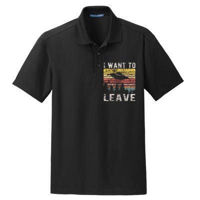 I Want To Leave Funny Retro Novelty Alien Ufo Novelty Dry Zone Grid Polo