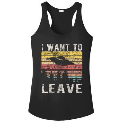 I Want To Leave Funny Retro Novelty Alien Ufo Novelty Ladies PosiCharge Competitor Racerback Tank