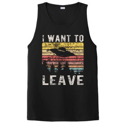 I Want To Leave Funny Retro Novelty Alien Ufo Novelty PosiCharge Competitor Tank