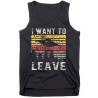 I Want To Leave Funny Retro Novelty Alien Ufo Novelty Tank Top