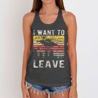 I Want To Leave Funny Retro Novelty Alien Ufo Novelty Women's Knotted Racerback Tank