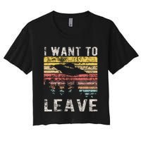 I Want To Leave Funny Retro Novelty Alien Ufo Novelty Women's Crop Top Tee