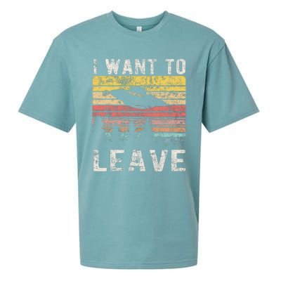 I Want To Leave Funny Retro Novelty Alien Ufo Novelty Sueded Cloud Jersey T-Shirt