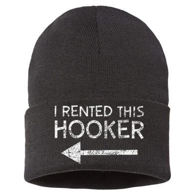i rented this hooker left funny quote  Sustainable Knit Beanie