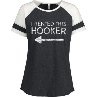 i rented this hooker left funny quote  Enza Ladies Jersey Colorblock Tee