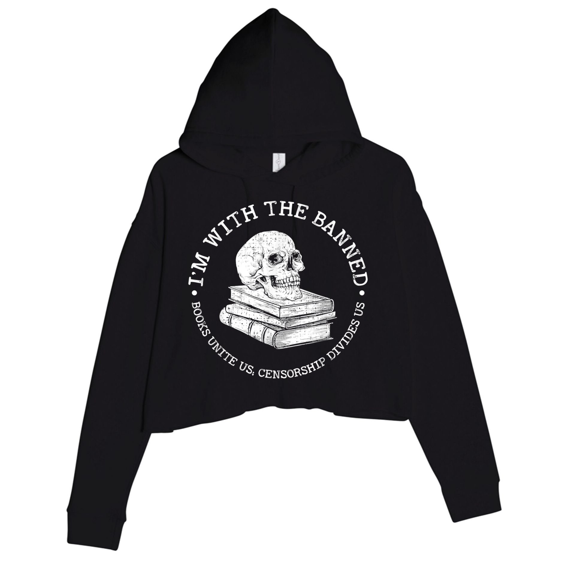 I'm With The Banned Books Funny Book Lover Librarian Reading Crop Fleece Hoodie