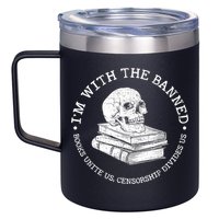 I'm With The Banned Books Funny Book Lover Librarian Reading 12oz Stainless Steel Coffee Mug